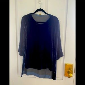 Plush High End Design Light Weight Velvet Gorgeous Blue Teal Tunic High /Low